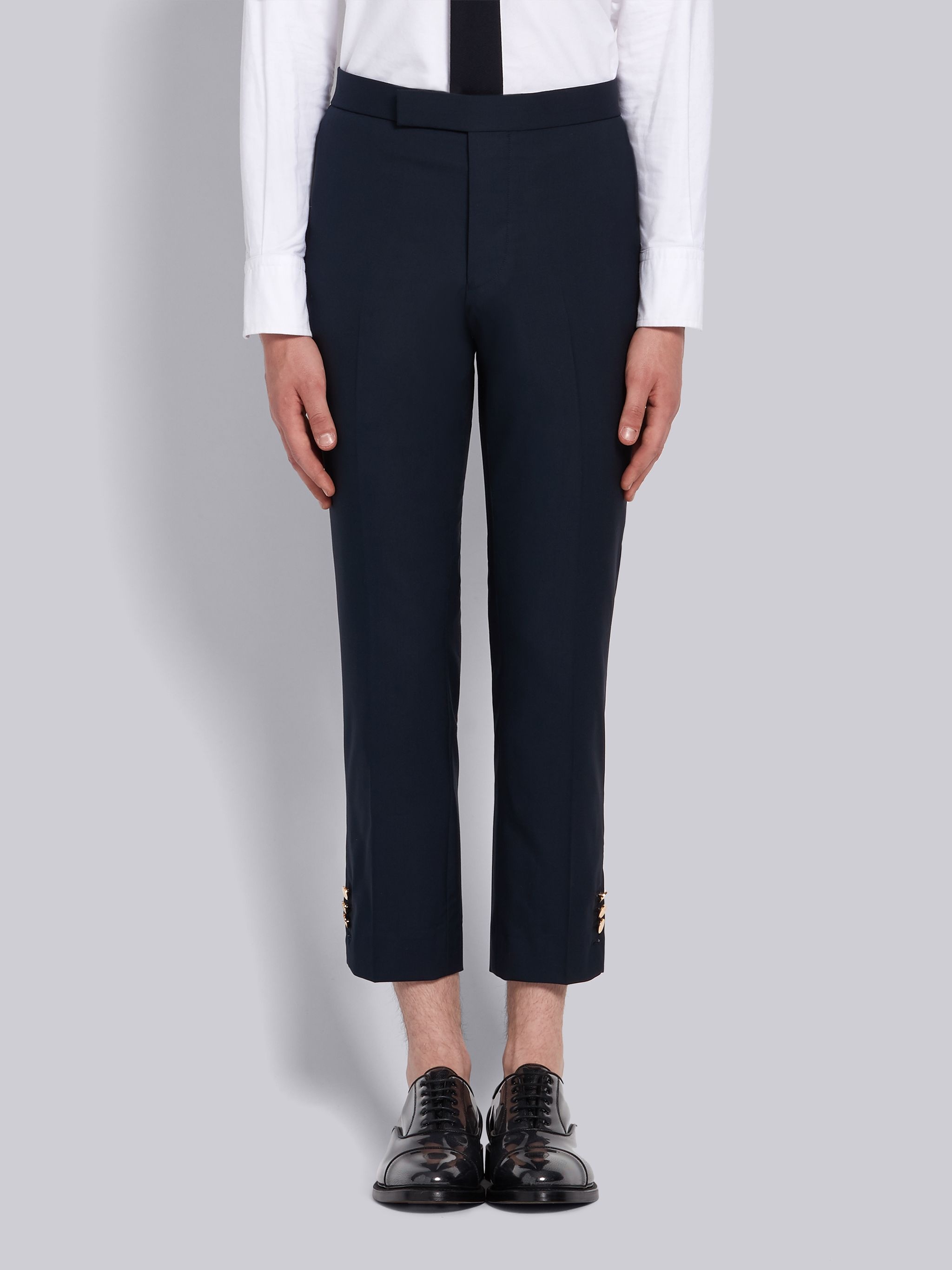 Navy Super 120s Twill Mid-rise Slim Trouser - 1