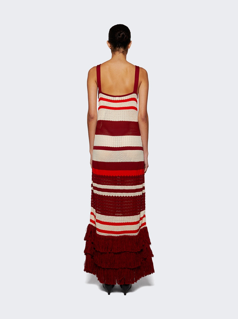 Embayed Midi Dress Antique Ecru And Wine - 5
