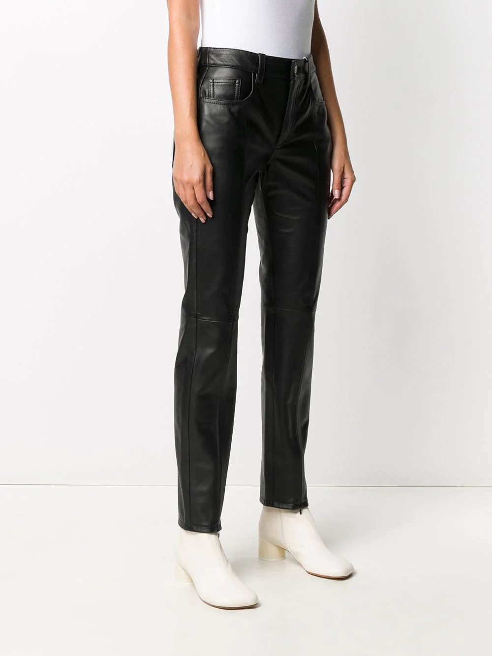 straight-leg leather trousers - 3