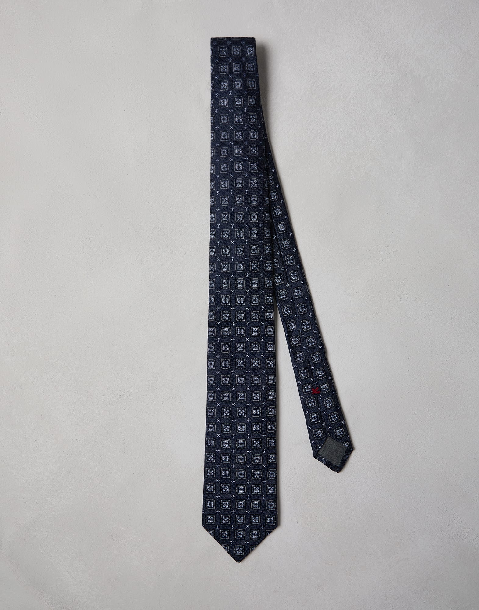 Silk geometric jacquard tie - 1