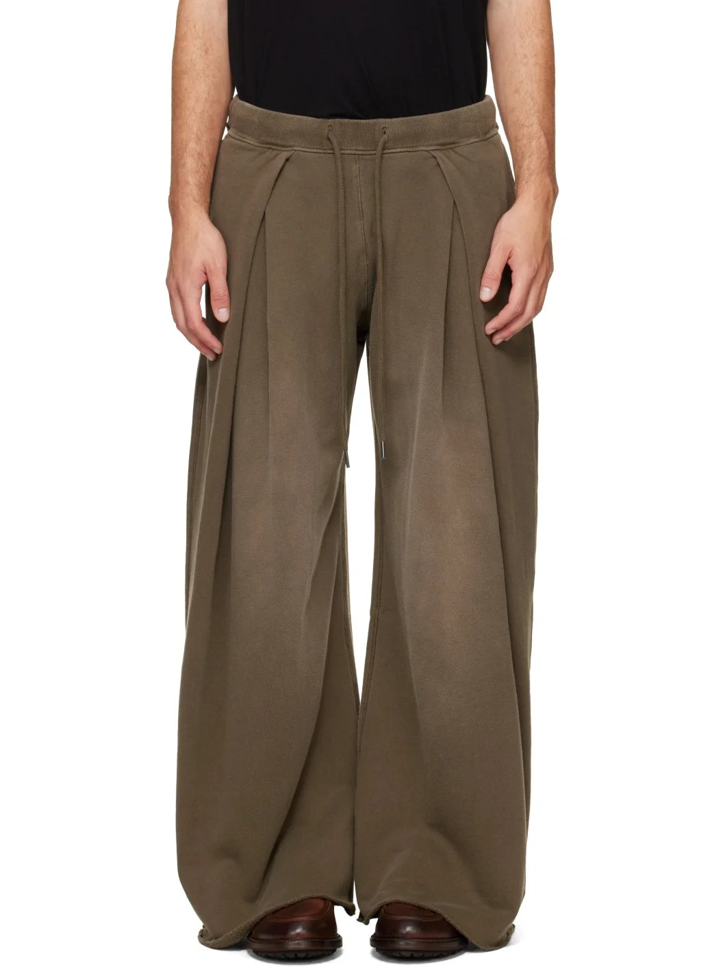 Khaki Foldover Sweatpants - 1