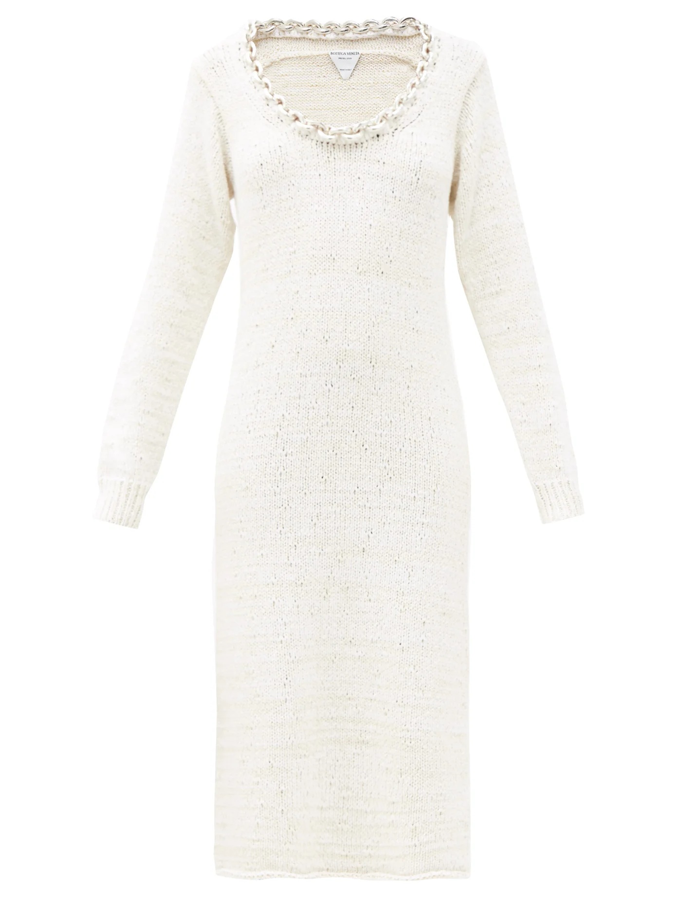 Chain-neck knitted cotton-blend dress - 1