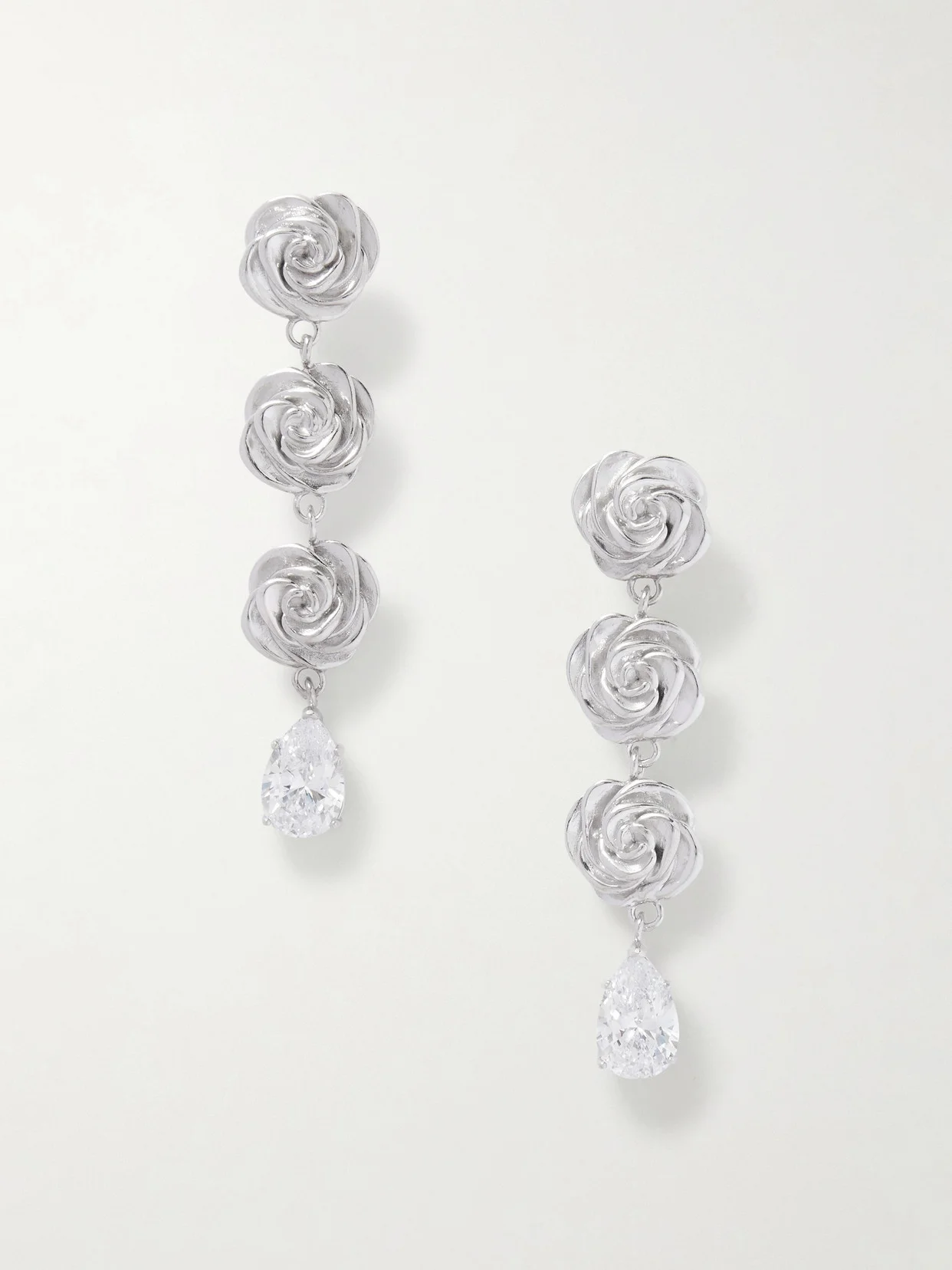 Rhodium-plated Crystal Earrings - 1