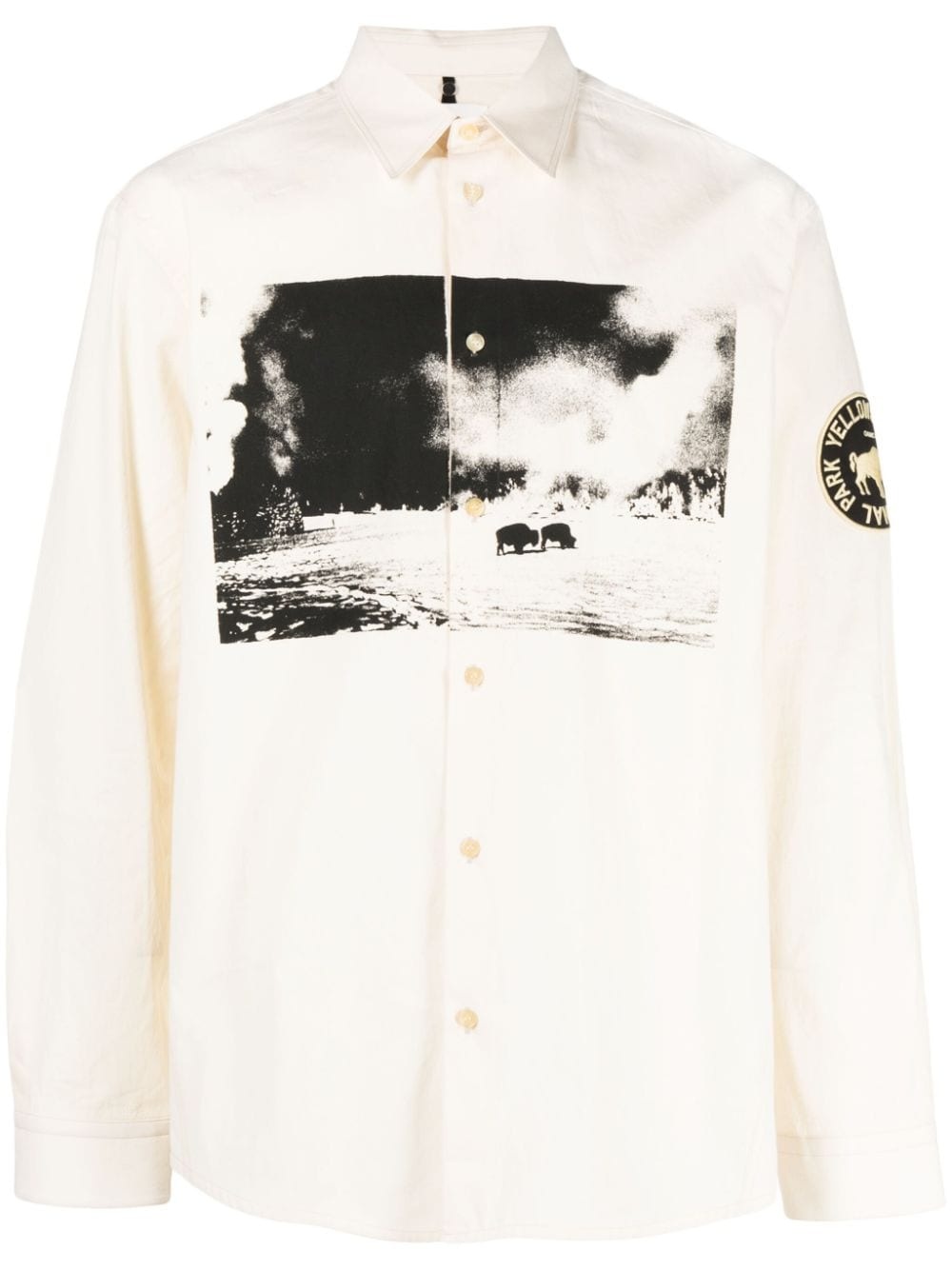 graphic-print long-sleeve cotton shirt