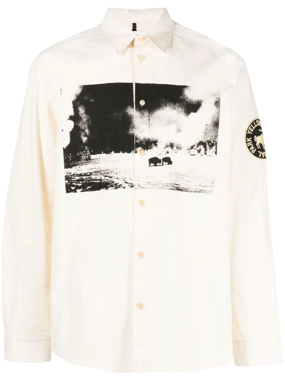 graphic-print long-sleeve cotton shirt - 1