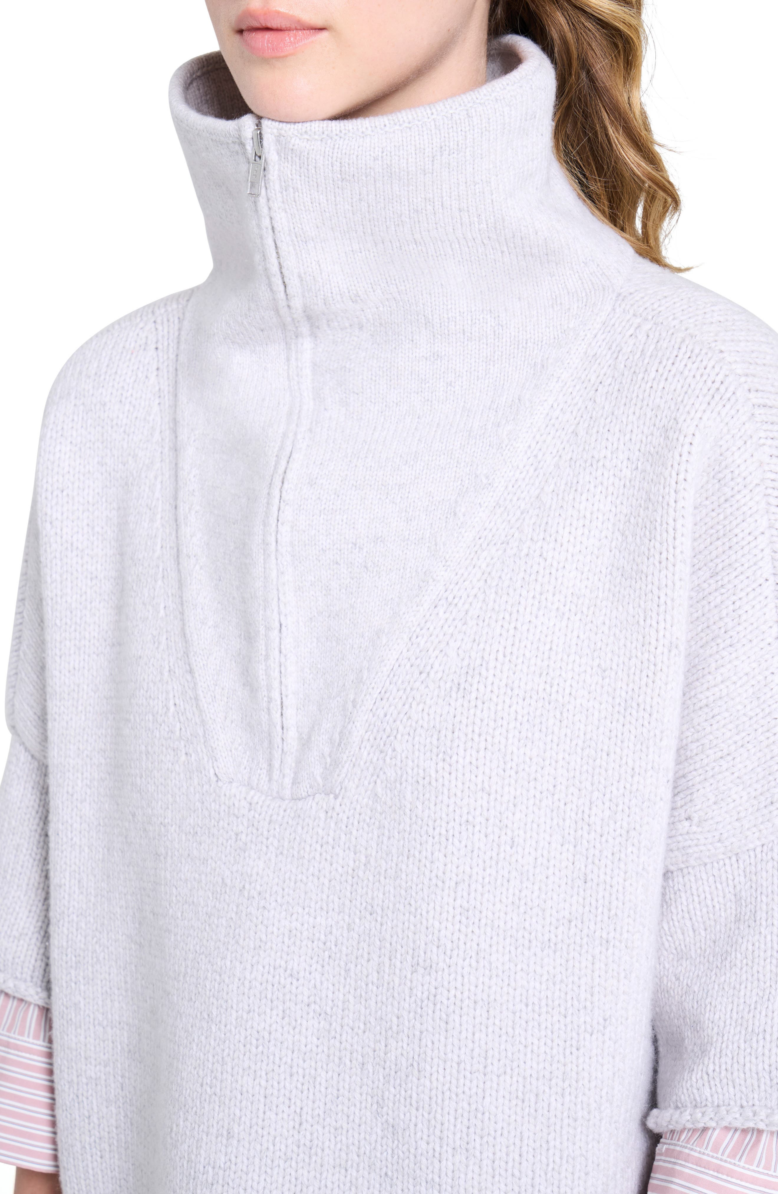 TWP In the Morning Half Zip Cashmere Sweater in Light Heather Grey at Nordstrom - 4