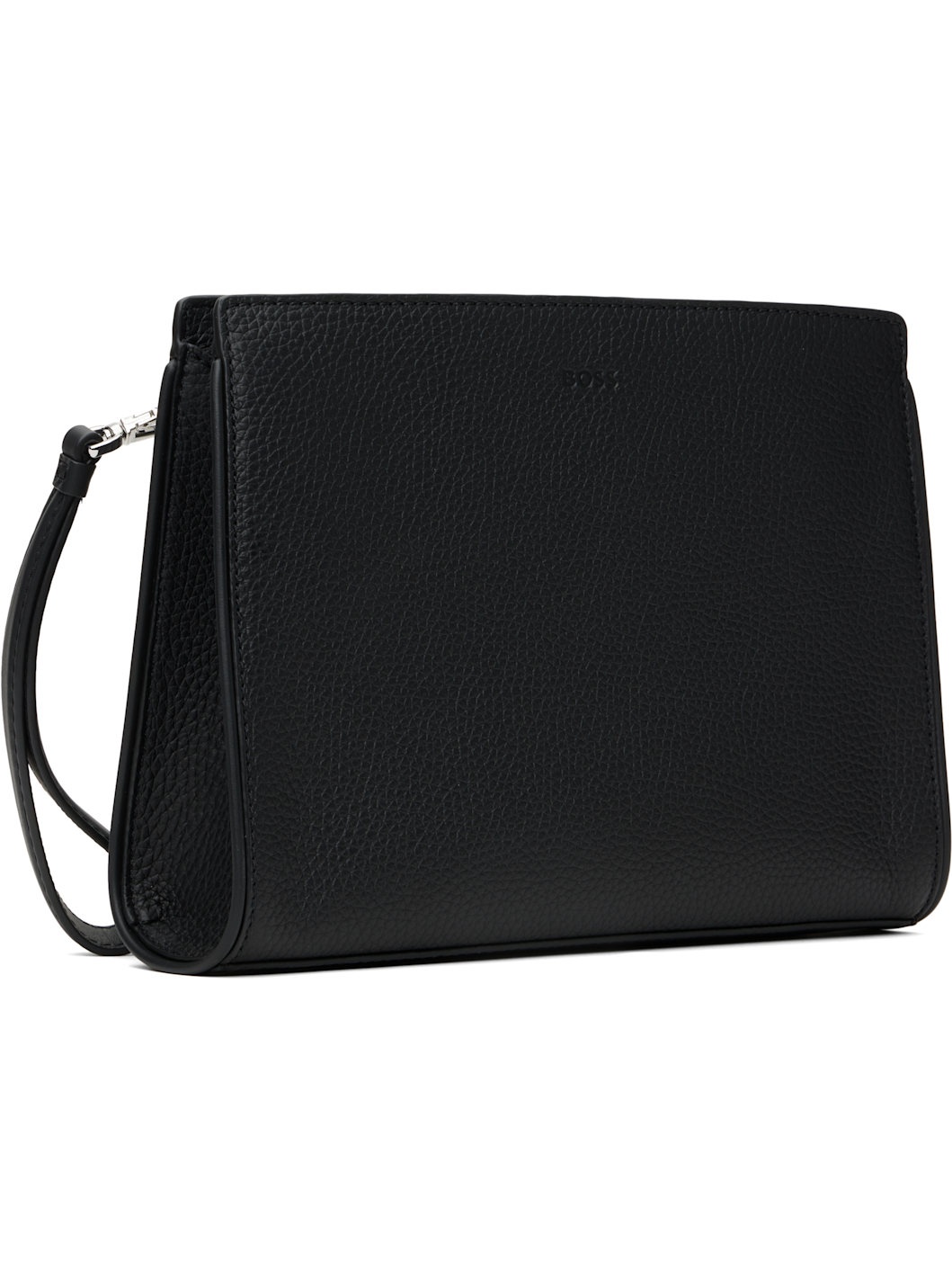 Black Pebble-Grained Leather Pouch - 2