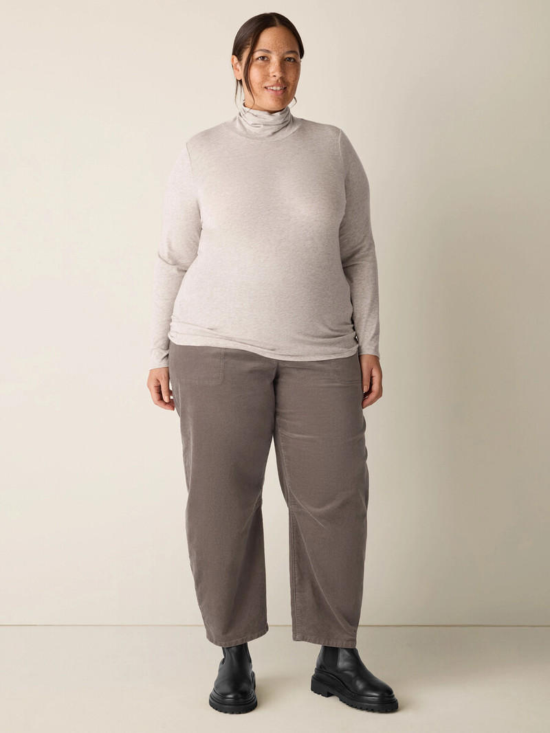 Mélange Sheer Cotton Blend Knit Turtleneck Top 6