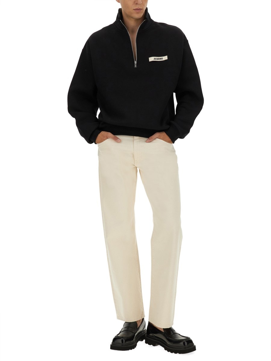 COTTON SWEATSHIRTCOLLAR TURTLENECK AND ZIPPER WITH GROSGRAIN LOGO - 2