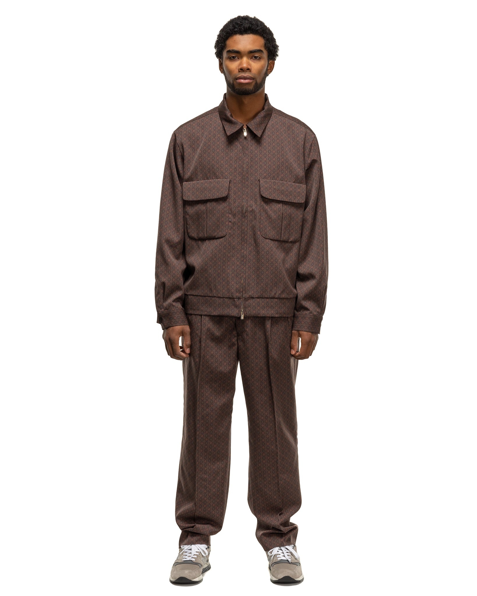 NEEDLES Tucked Side Tab Trouser - Wool Gabardine / Printed Brown ...