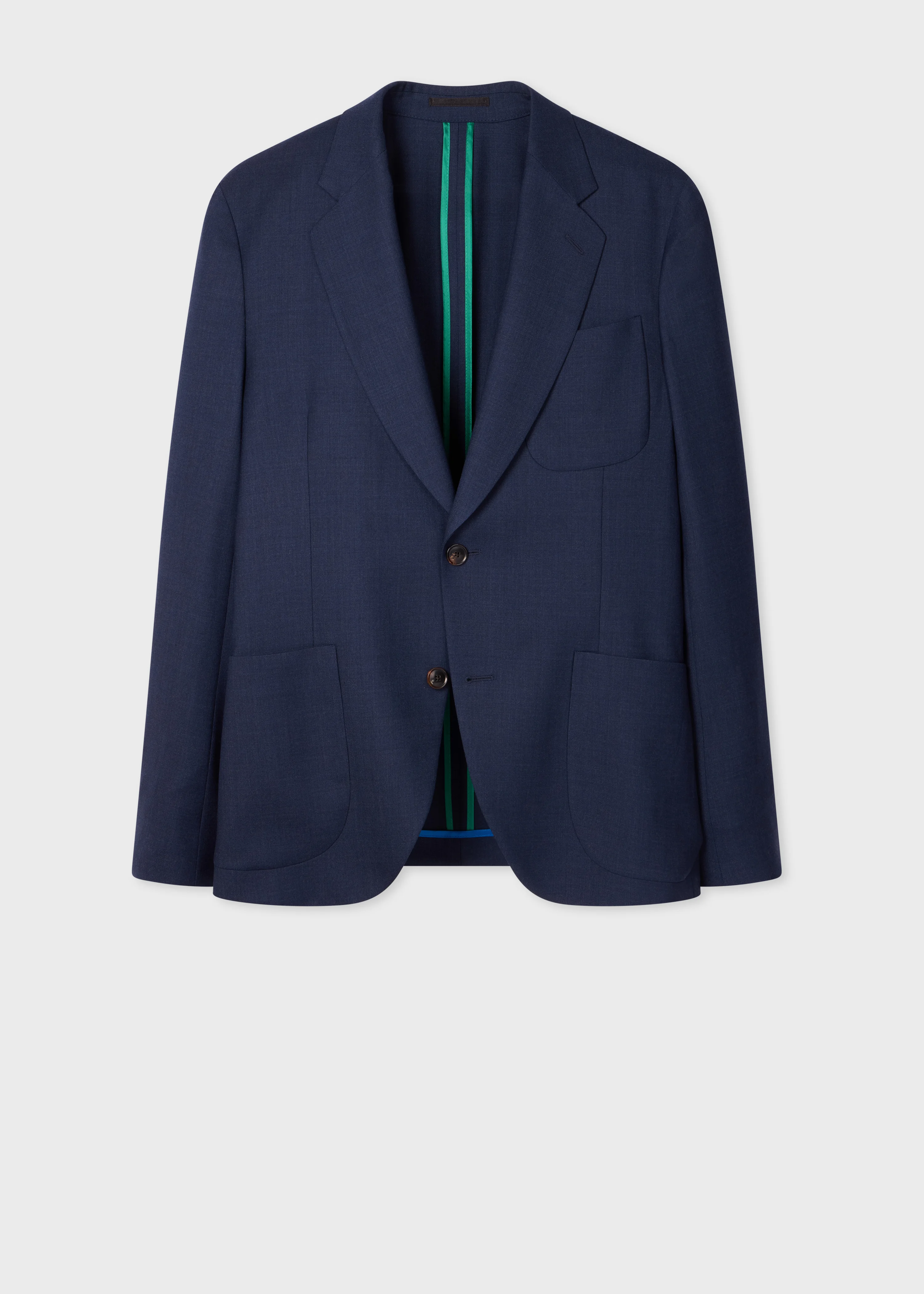 A Suit To Travel In - Dark Blue Marl Wool Patch-Pocket Blazer - 1