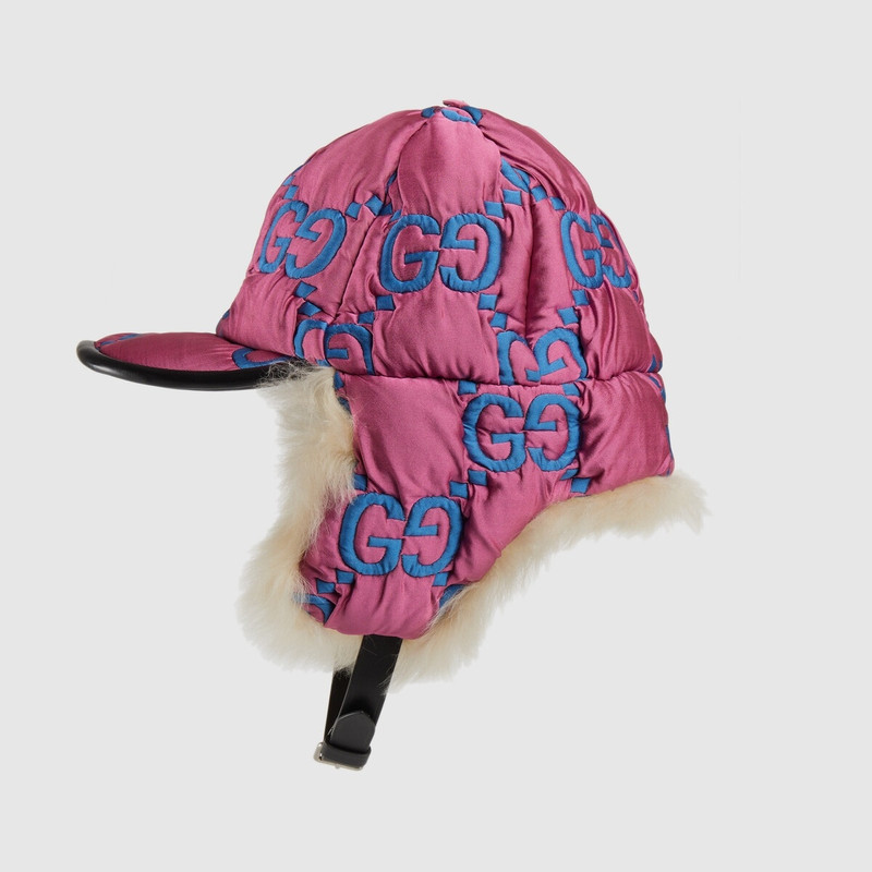 Quilted GG nylon hat with ear flaps 1