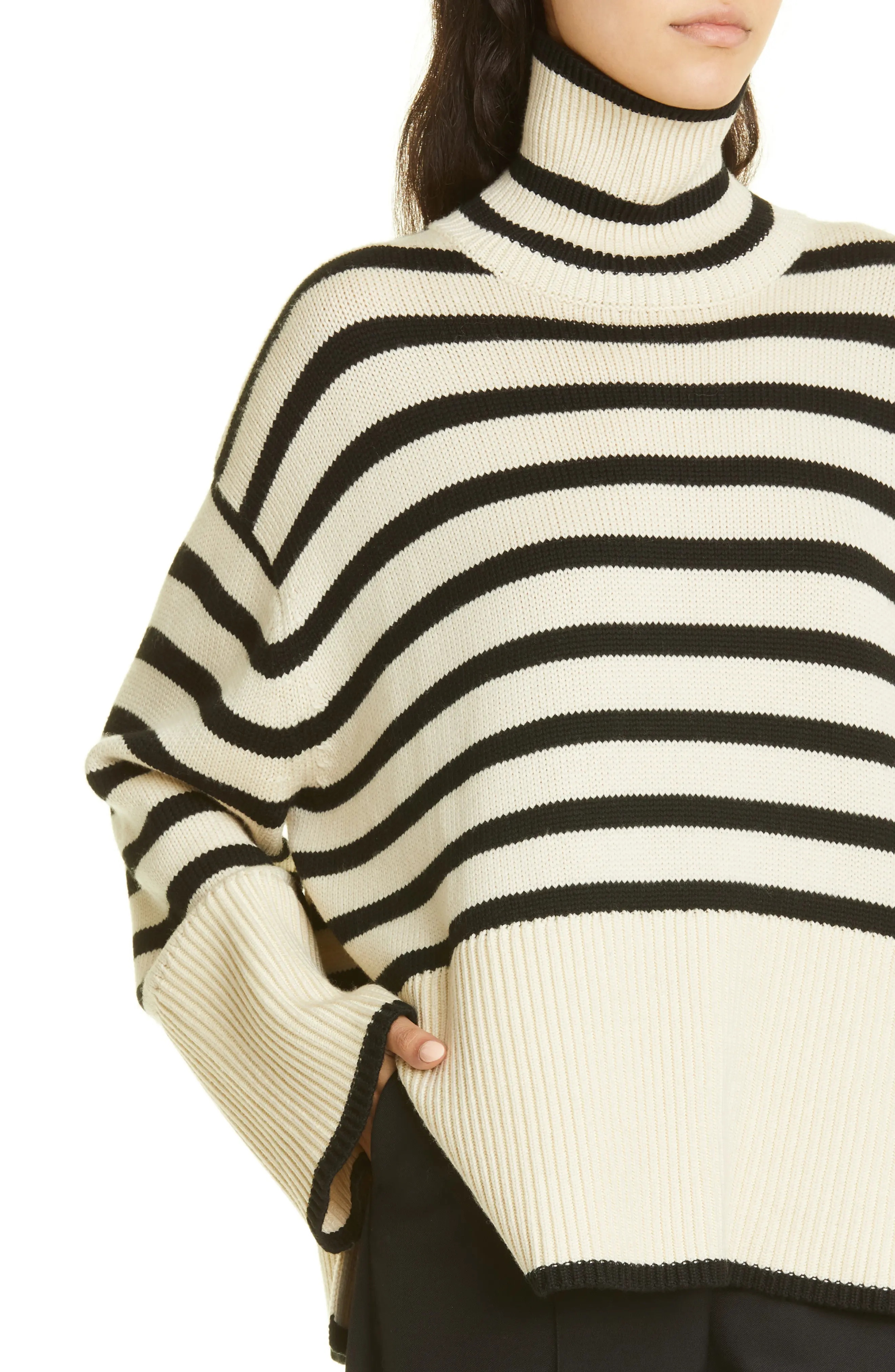 Stripe Wool Blend Turtleneck Sweater - 5