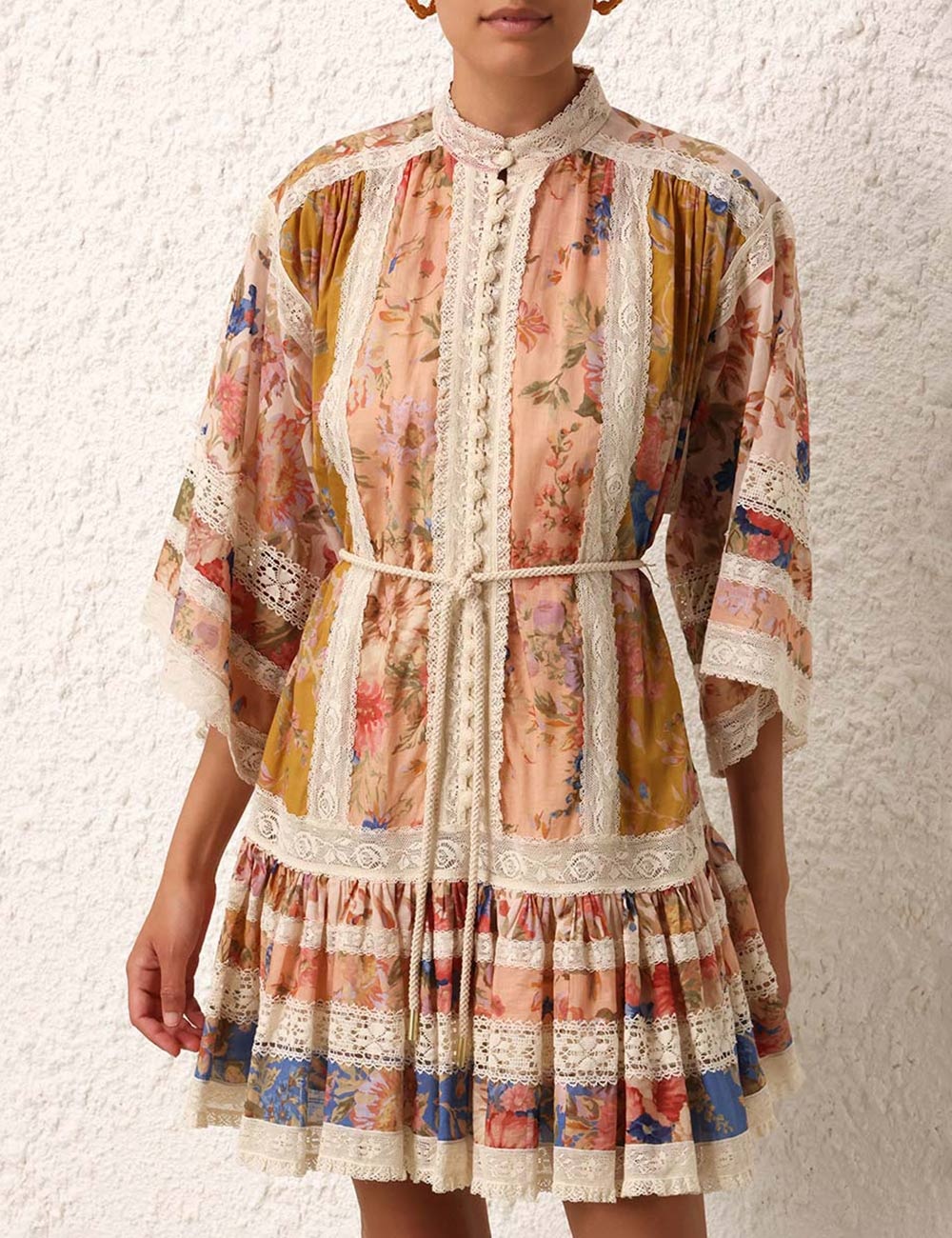 【送関込】Zimmermann☆august lace trimmed cotton mini dress Zimmermann AUGUST LACE TRIMMED MINI DRESS | REVERSIBLE