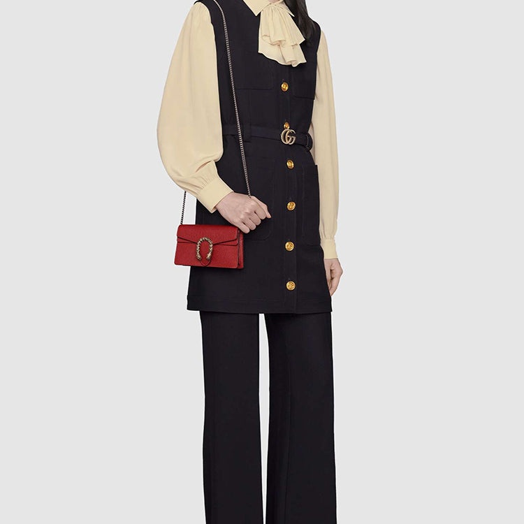 (WMNS) Gucci Dionysus Series Leather Bag Single-Shoulder Bag MIni-Size Red 476432-CAOGX-8990 - 5