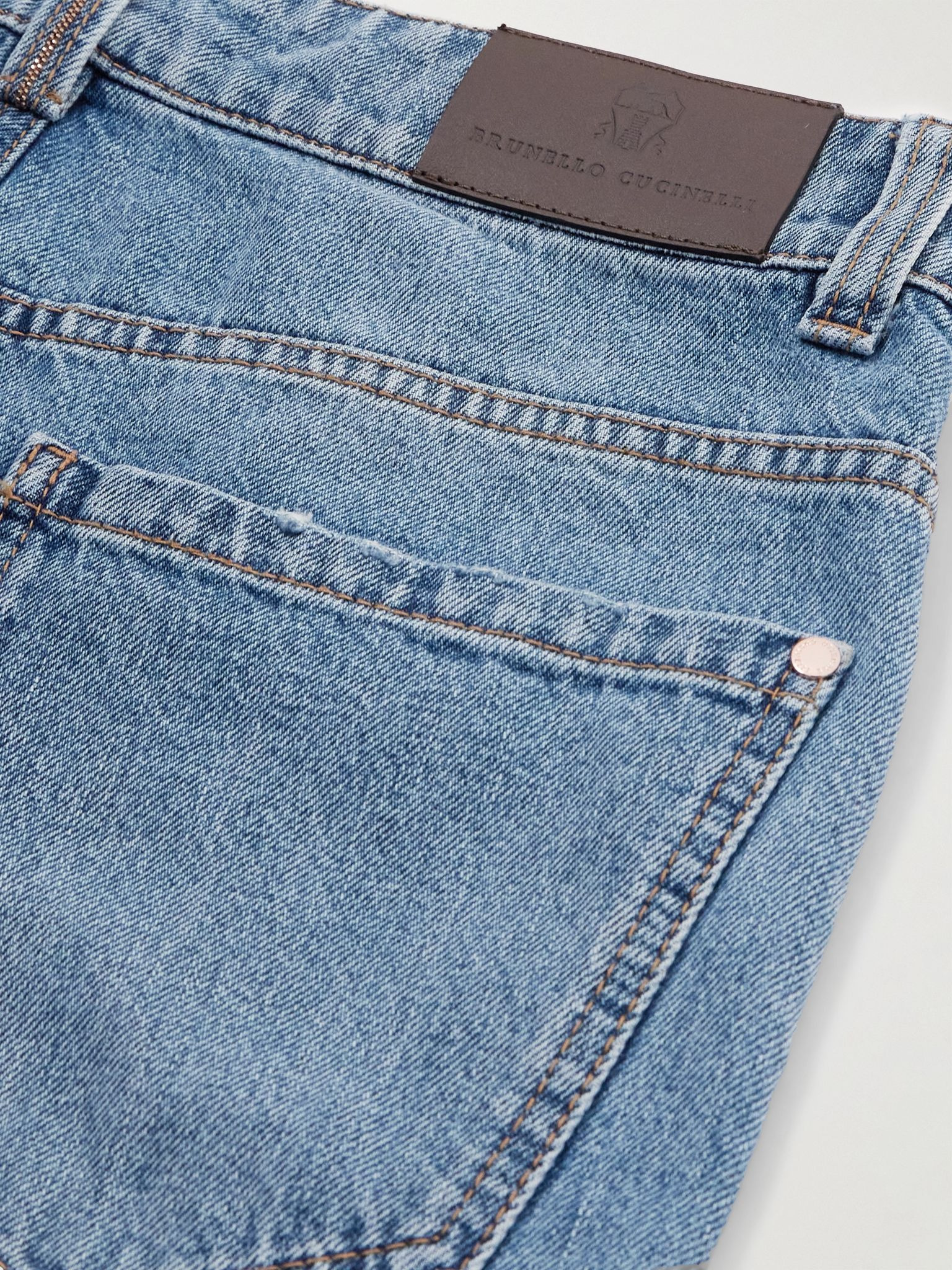 Bead-embellished cropped straight-leg jeans Light denim - 6