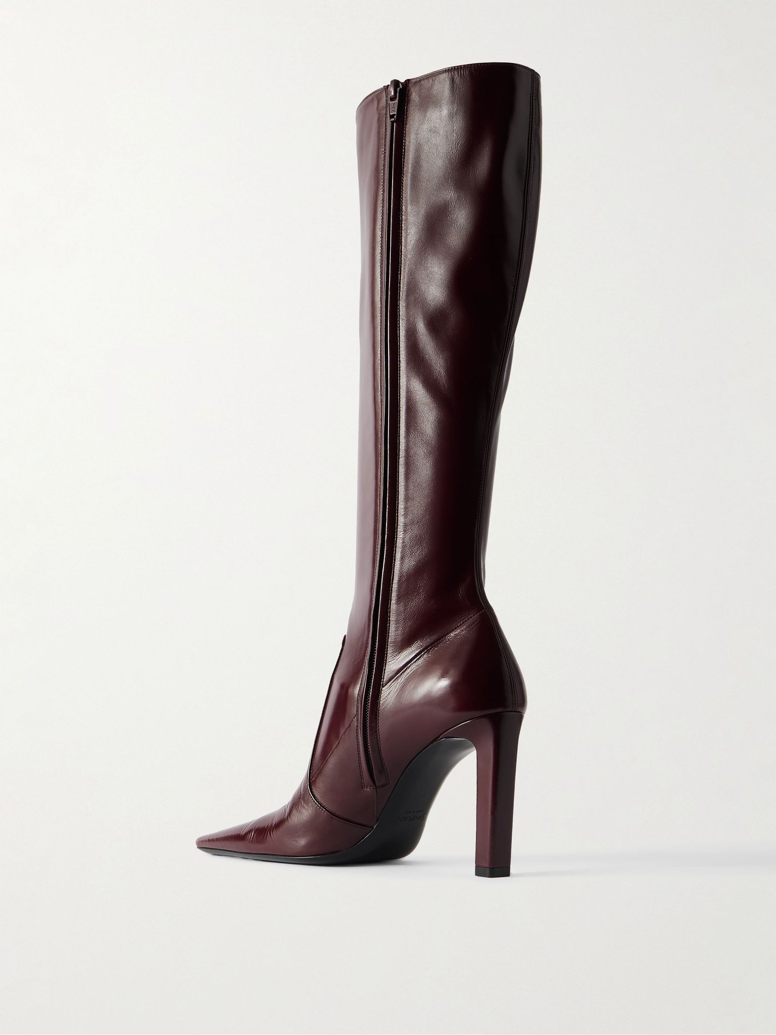 Francoise glossed-leather knee boots Burgundy - 3