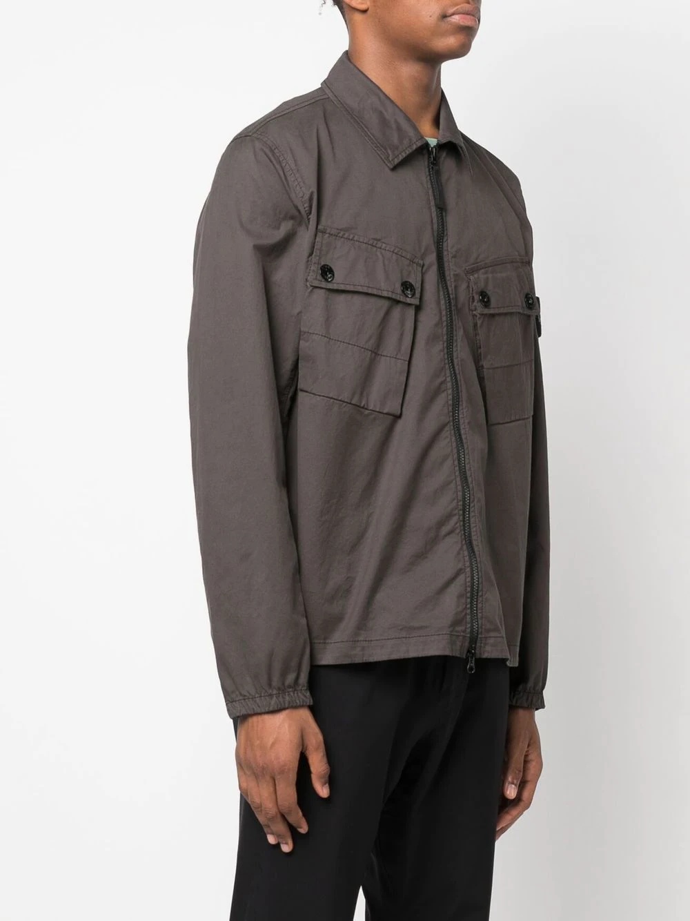 Compass-patch zip-up shirt - 3