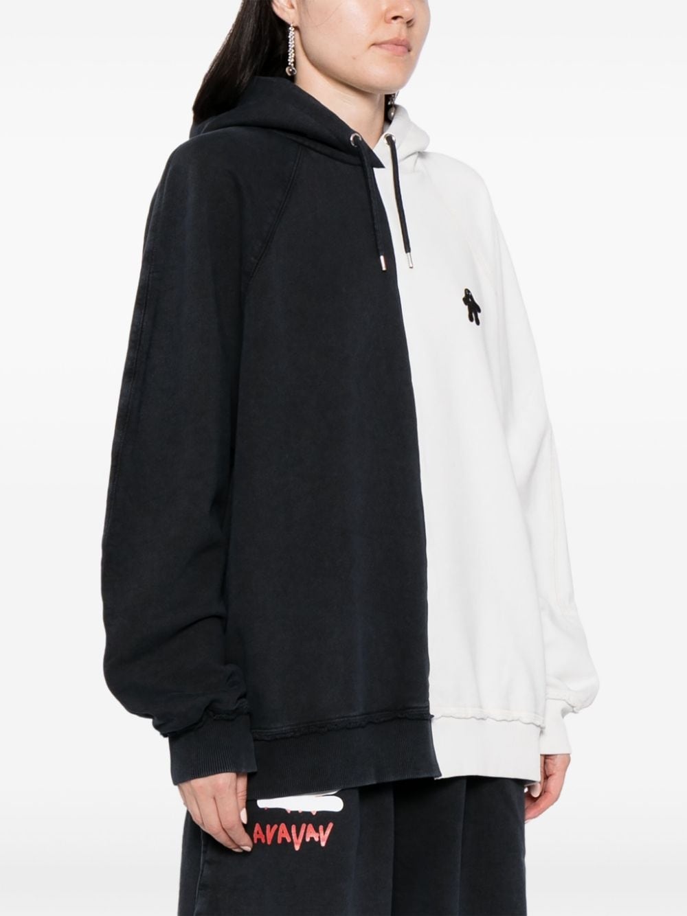 colour-block cotton hoodie - 3