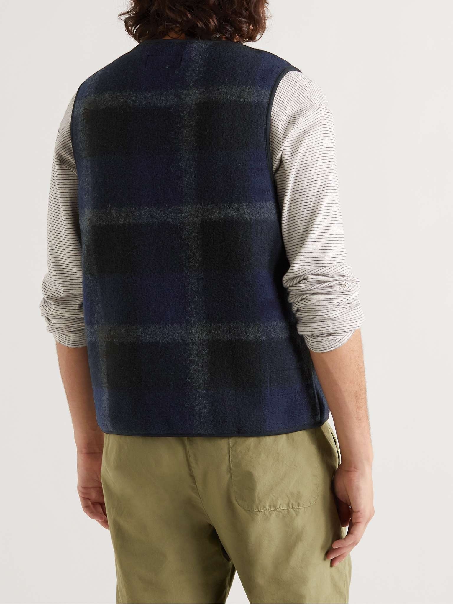 Checked Brushed-Fleece Gilet - 4