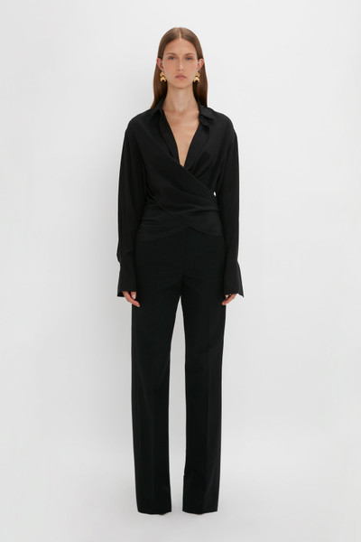 Victoria Beckham Wrap Front Blouse In Black outlook