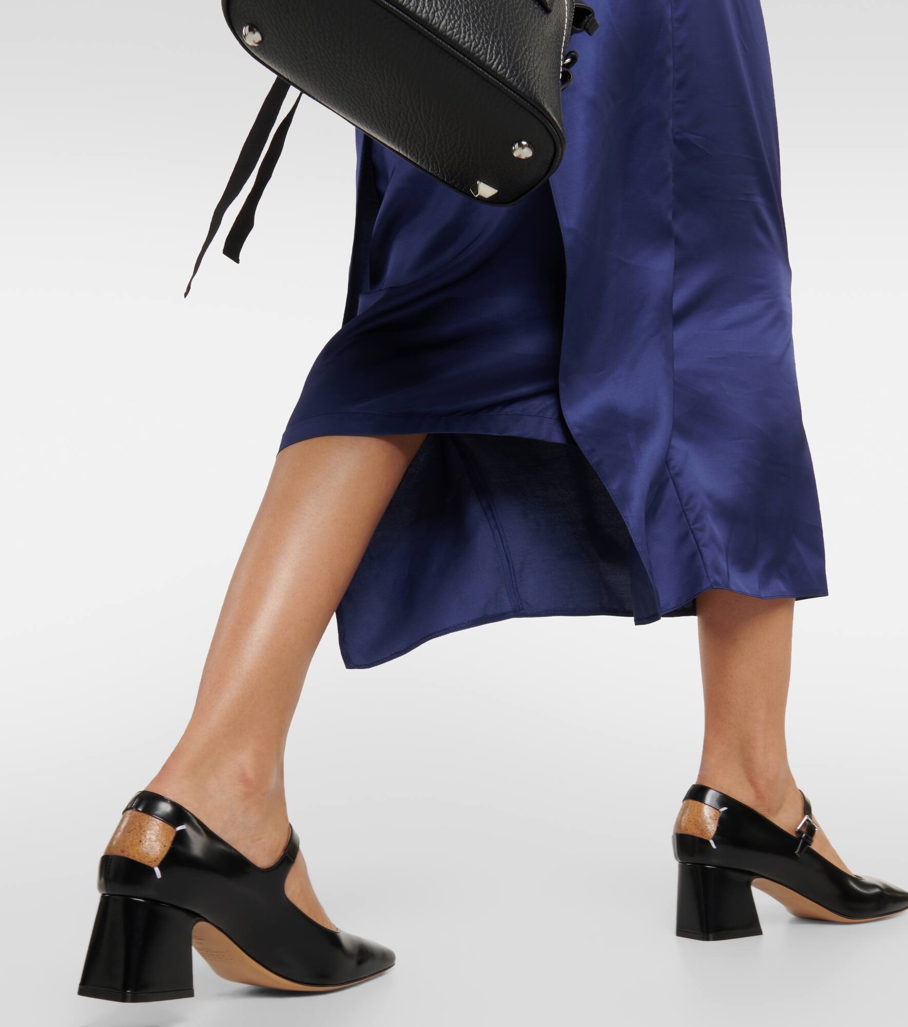 Draped satin midi dress - 6
