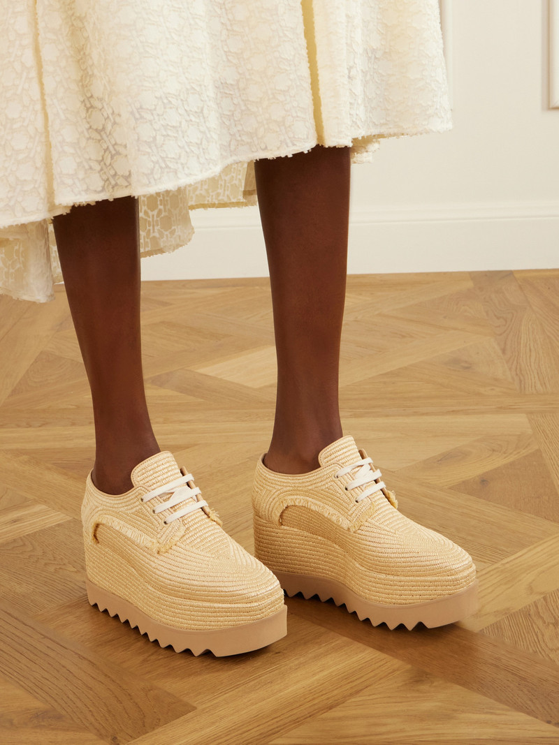Stella McCartney Elyse Woven Raffia Platform Brogues outlook