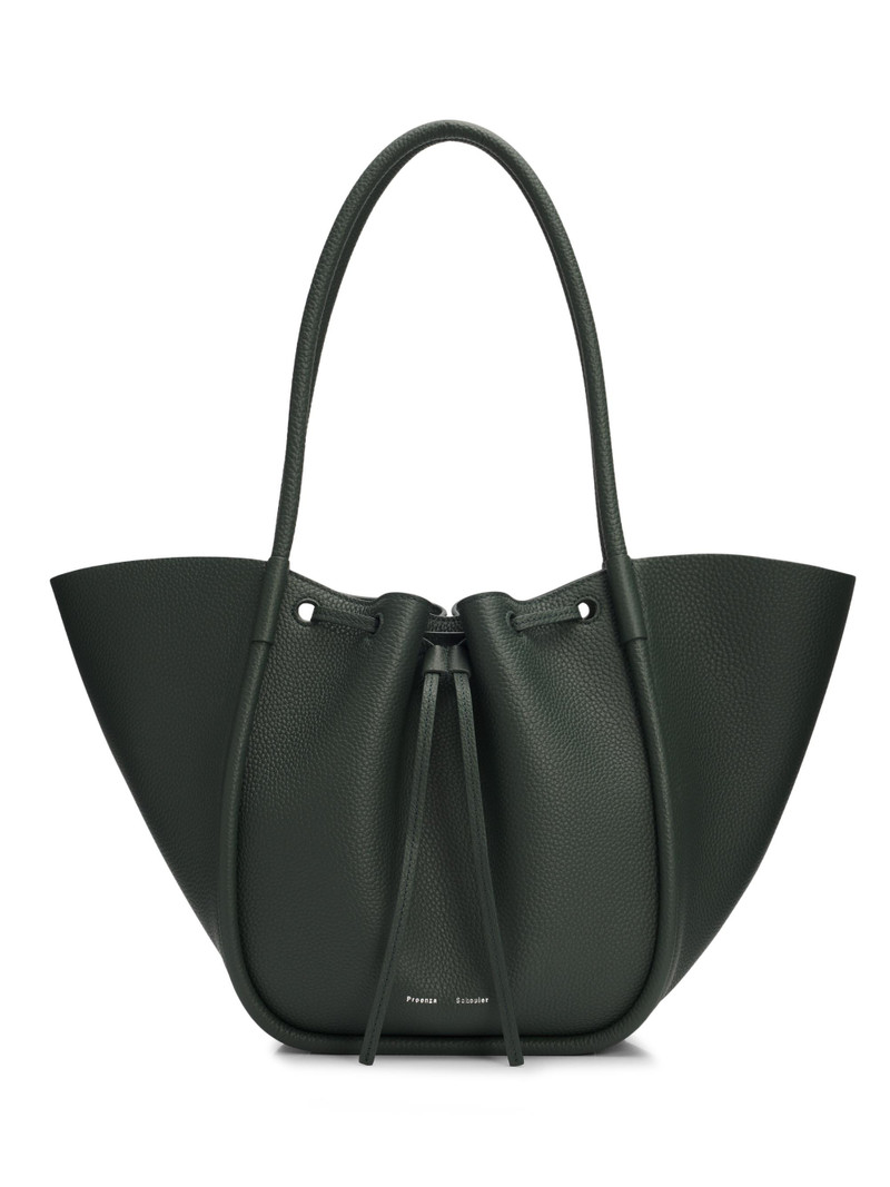Women's Large Ruched Leather Tote Bag - Bottle 1