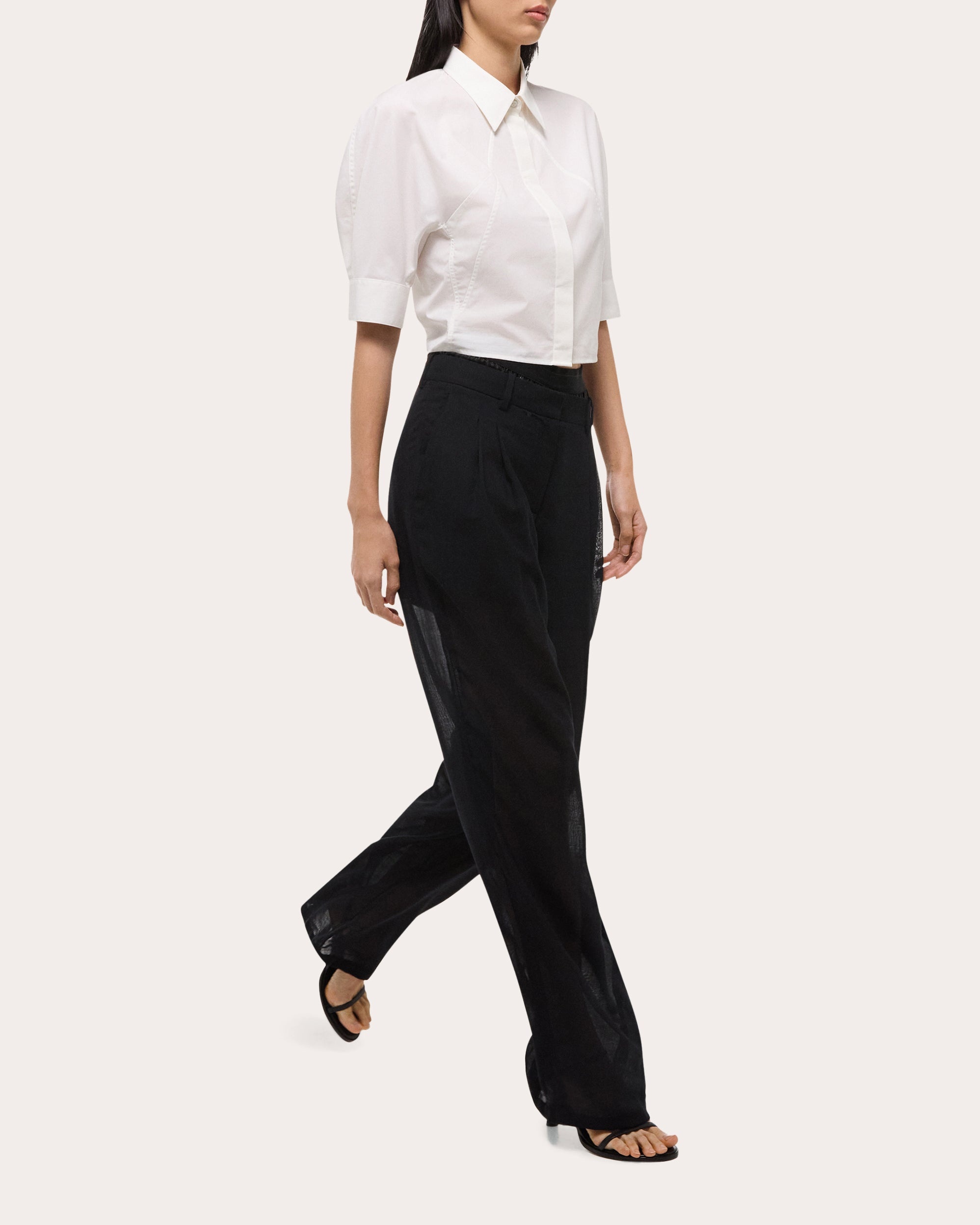 Cotton Poplin Articulated Puff-Sleeve Shirt - 5