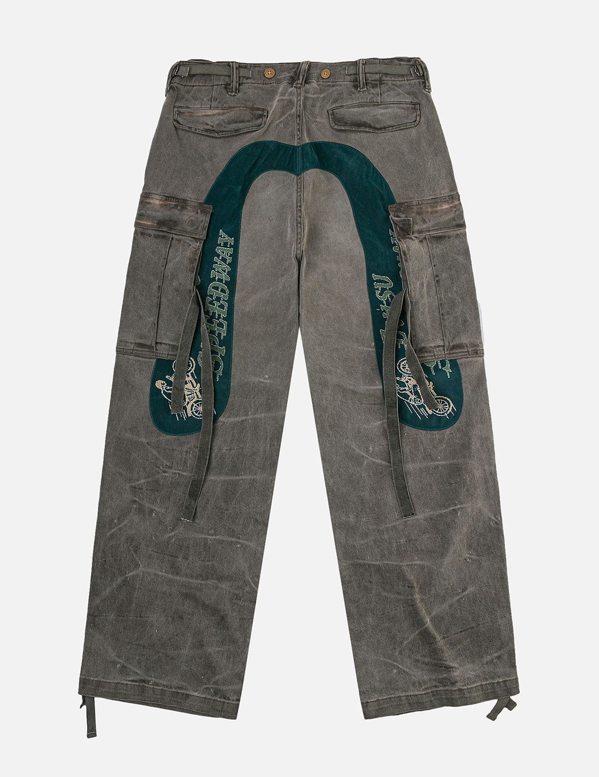 Washed Daicock Embroidery Wide-leg Cargo Jeans - 3