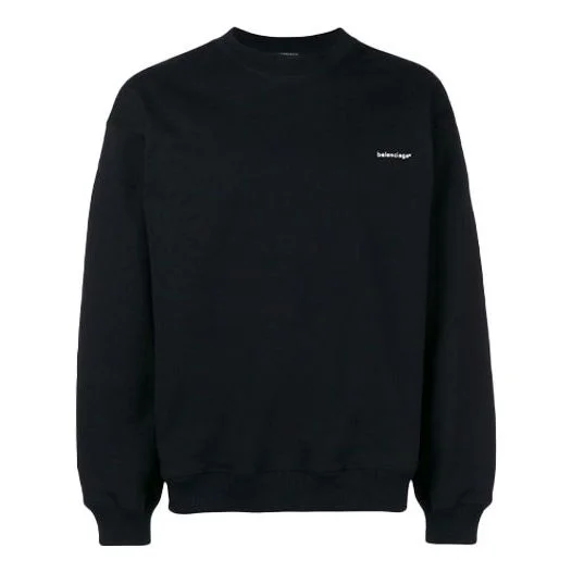 Balenciaga Small Contrast Logo Print Crewneck Sweatshirt 'Black White' 556147TYK271000 - 1