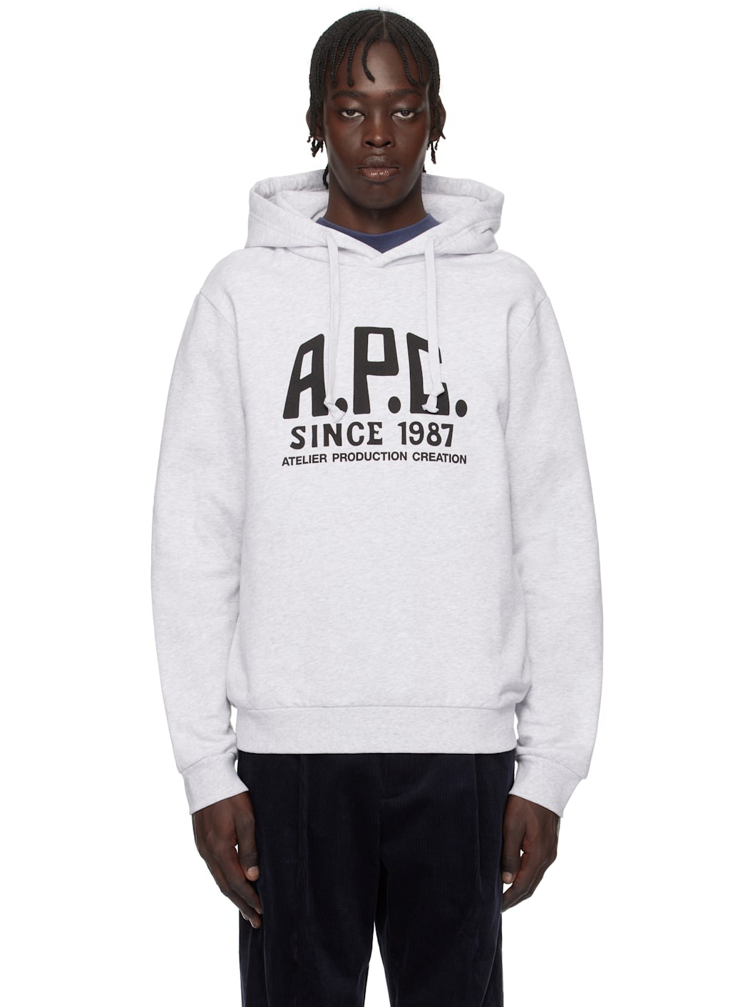 Gray Print Label Hoodie - 1