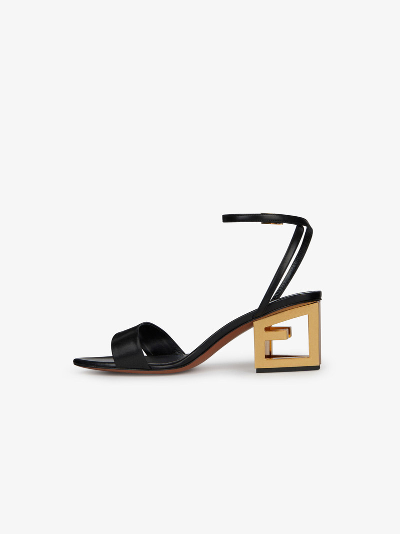 Gold G heel sandals in leather 5