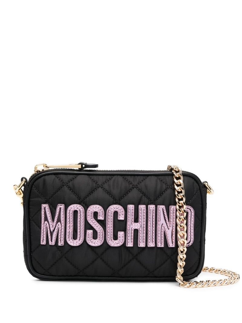 logo-patch quilted shoulder bag - 1