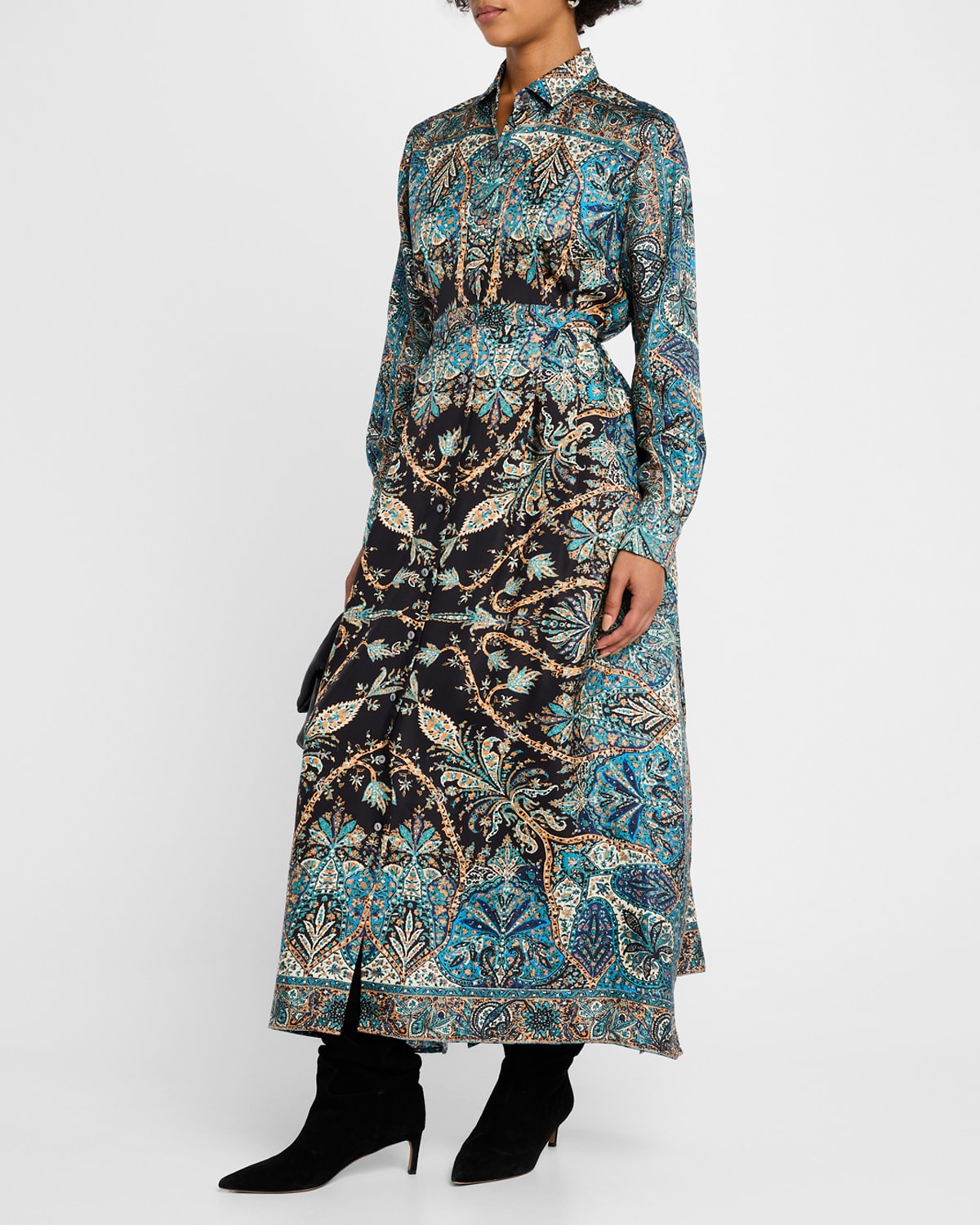 Lorena Printed Long-Sleeve Shirtdress - 4