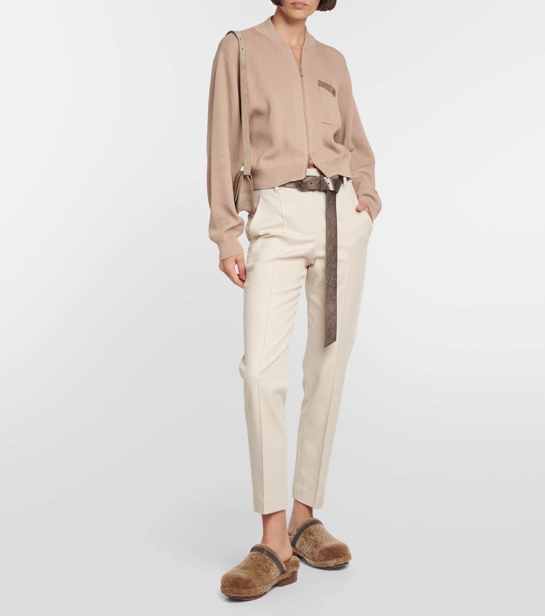 Cotton-blend slim pants - 2