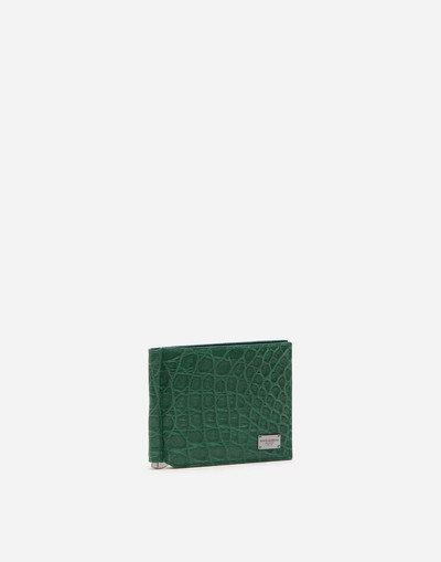 Dolce & Gabbana Crocodile bifold wallet with money clip and branded tag outlook