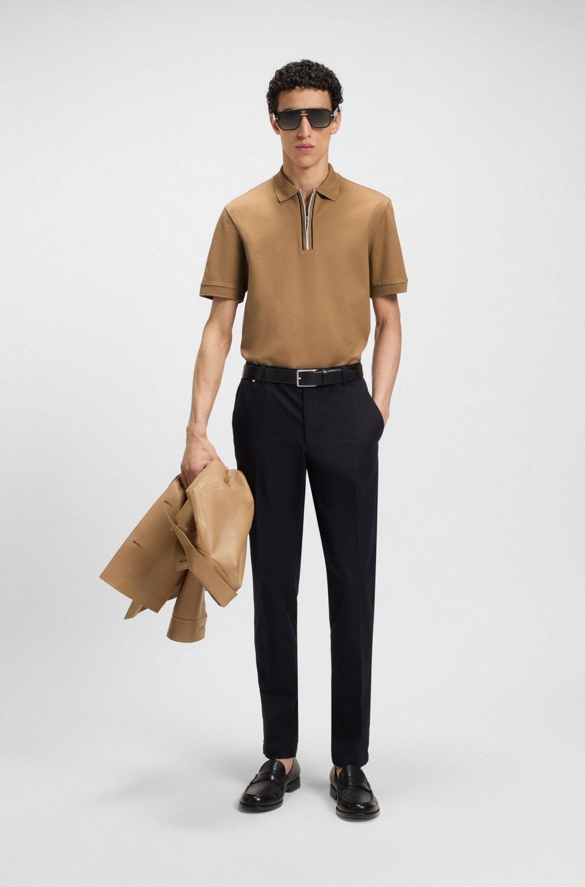 MERCERIZED COTTON POLO SHIRT WITH CONTRAST ZIP - 4