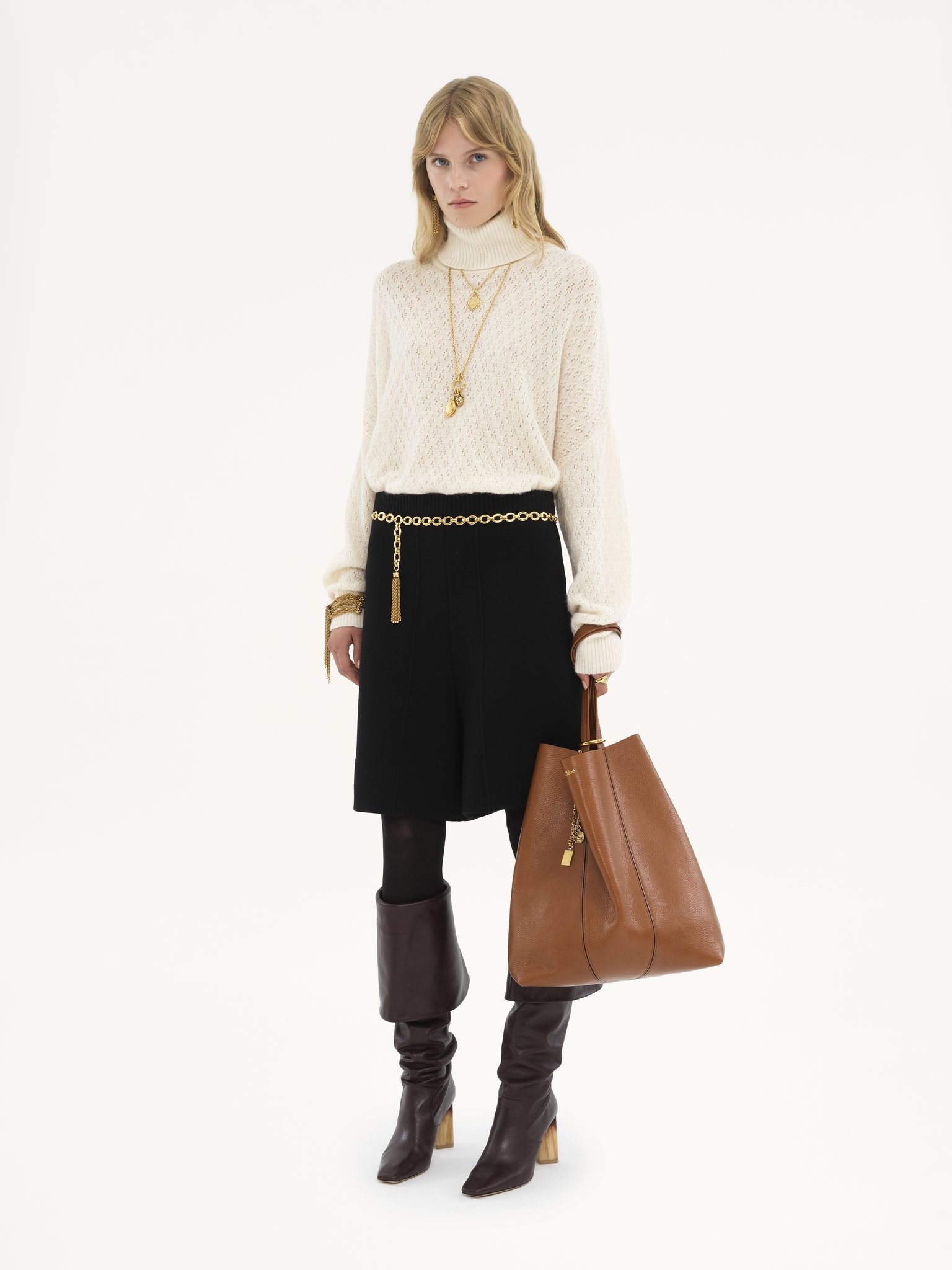 LARGE CHLOÉ SPIN TOTE BAG IN GRAINED LEATHER - 8