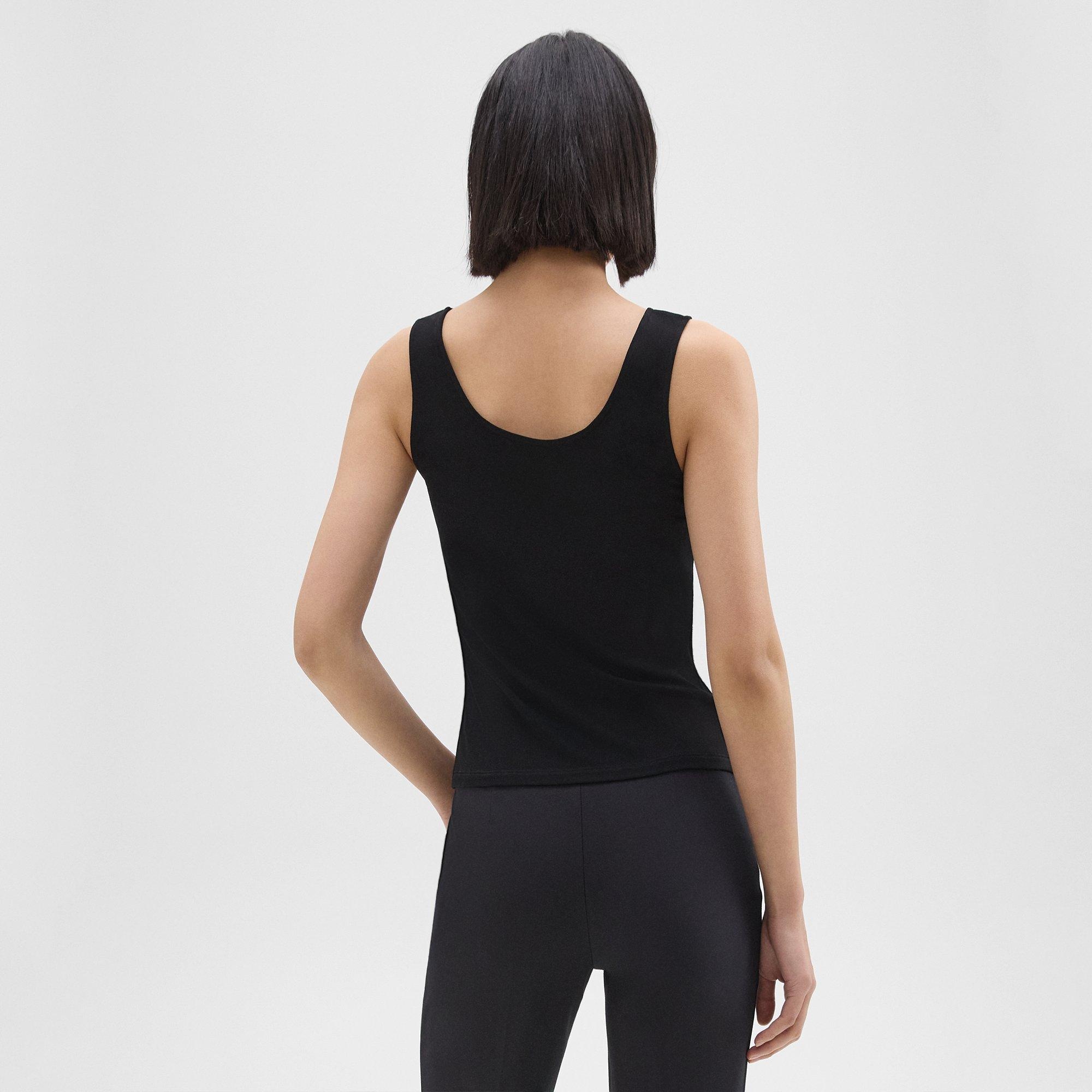Scoop Neck Tank Top in Rib Knit Viscose - 4