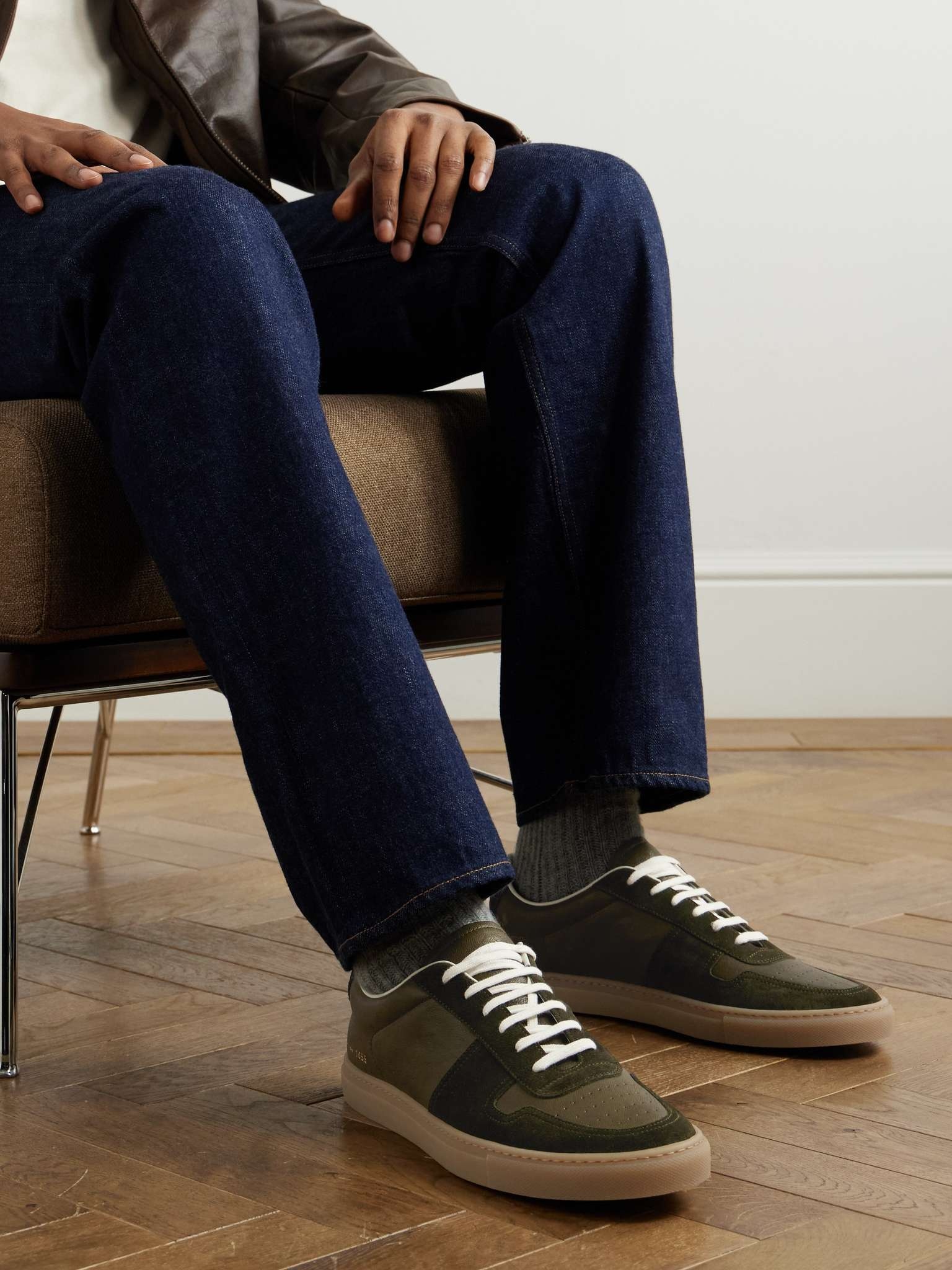 BBall Suede-Trimmed Leather Sneakers - 2