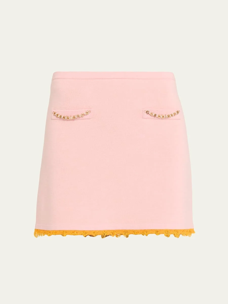 Frayed Double-Faced Wool Mini Skirt - 1