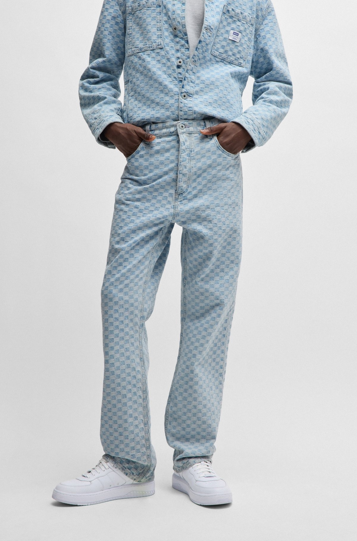 BAGGY-FIT JEANS IN CHECKERBOARD DENIM - 2