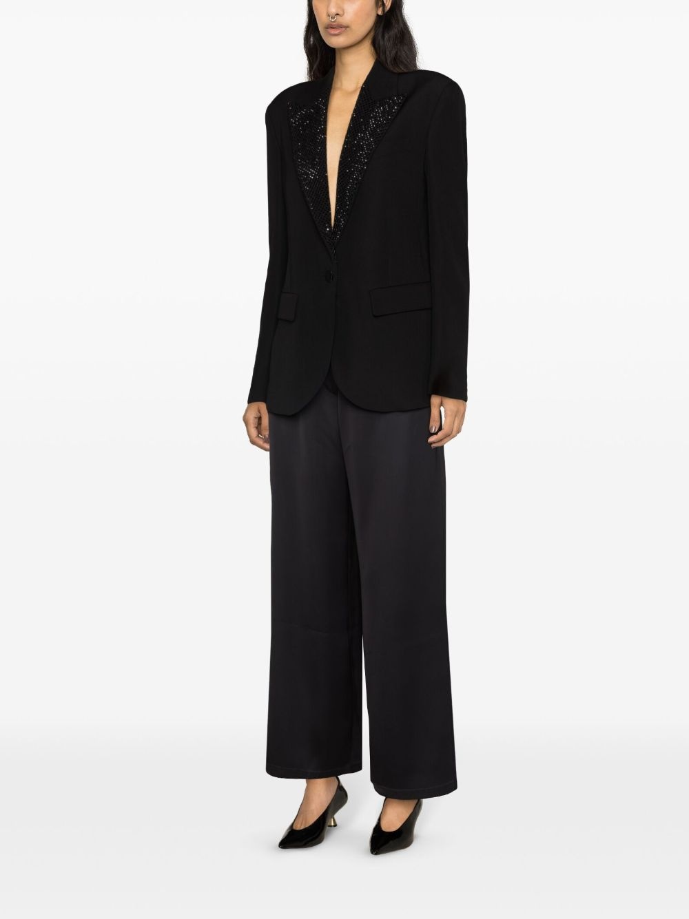 Hotfix crystal-embellished blazer - 3
