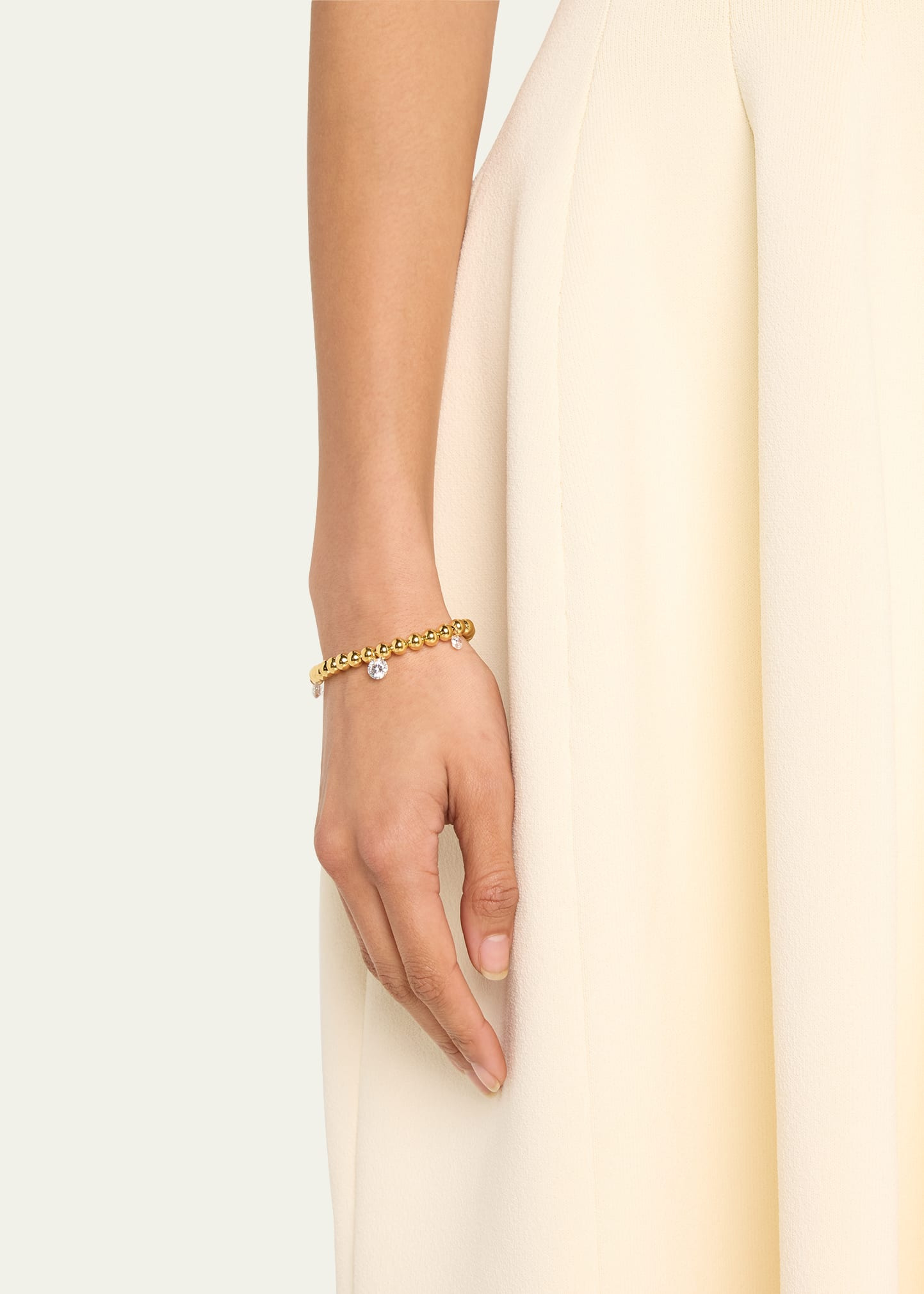 18K Gold Plated Recycled Silver Bracelet with Cubic Zirconia Droplets - 2