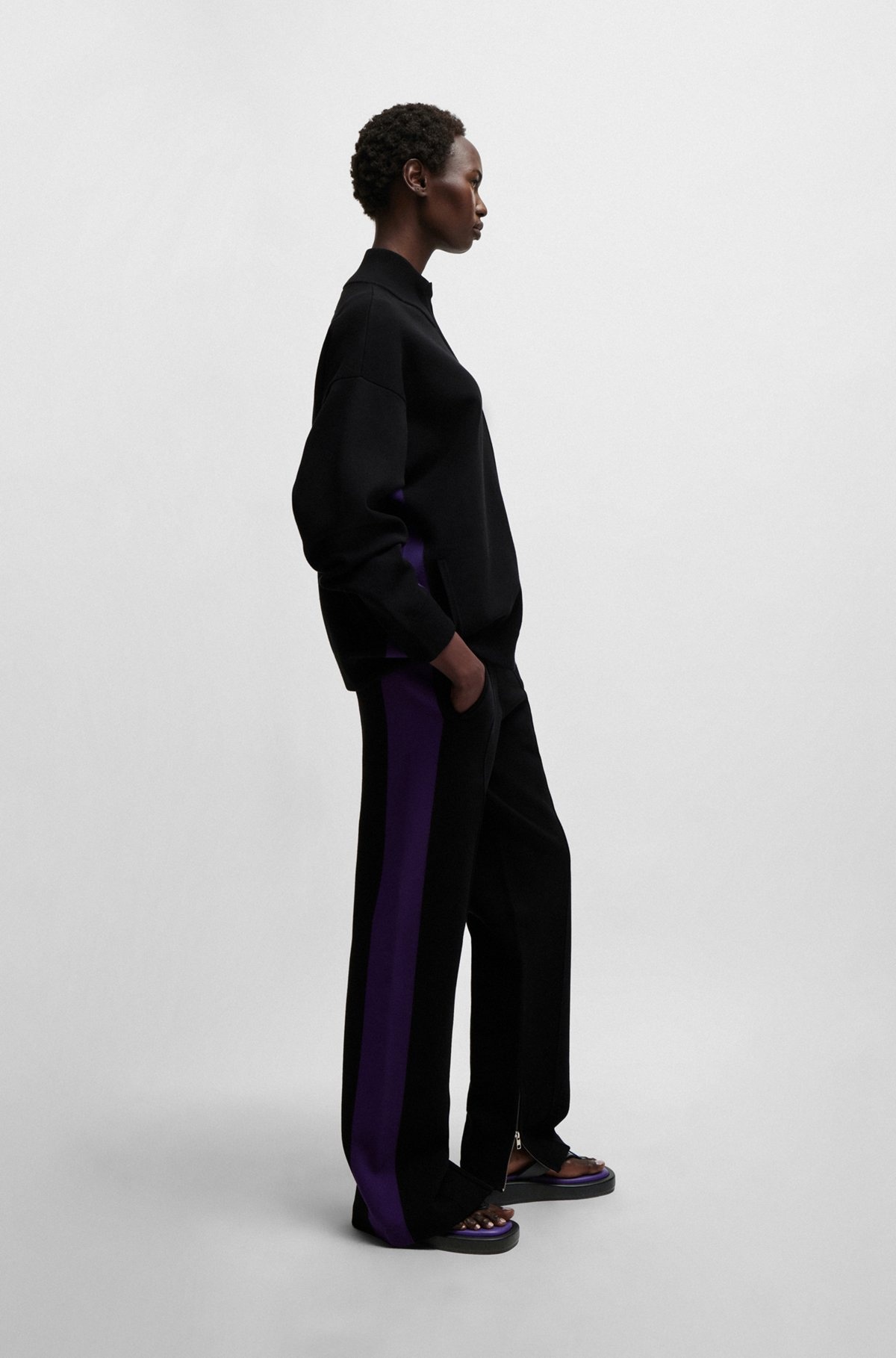 NAOMI X BOSS KNITTED TROUSERS WITH CONTRAST SIDE STRIPE - 3