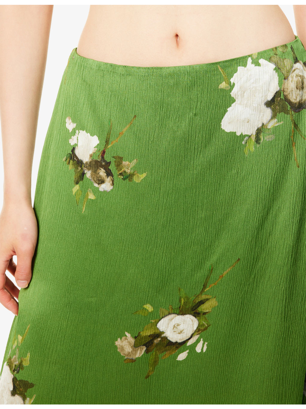 Asymmetric Floral Woven Midi Skirt - 5
