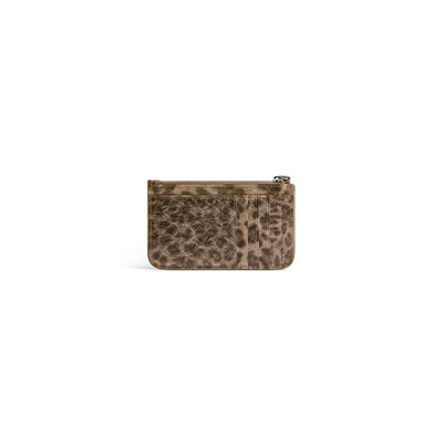 BALENCIAGA Women's Le Cagole Long Coin And Card Holder With Leopard Print in Brown outlook