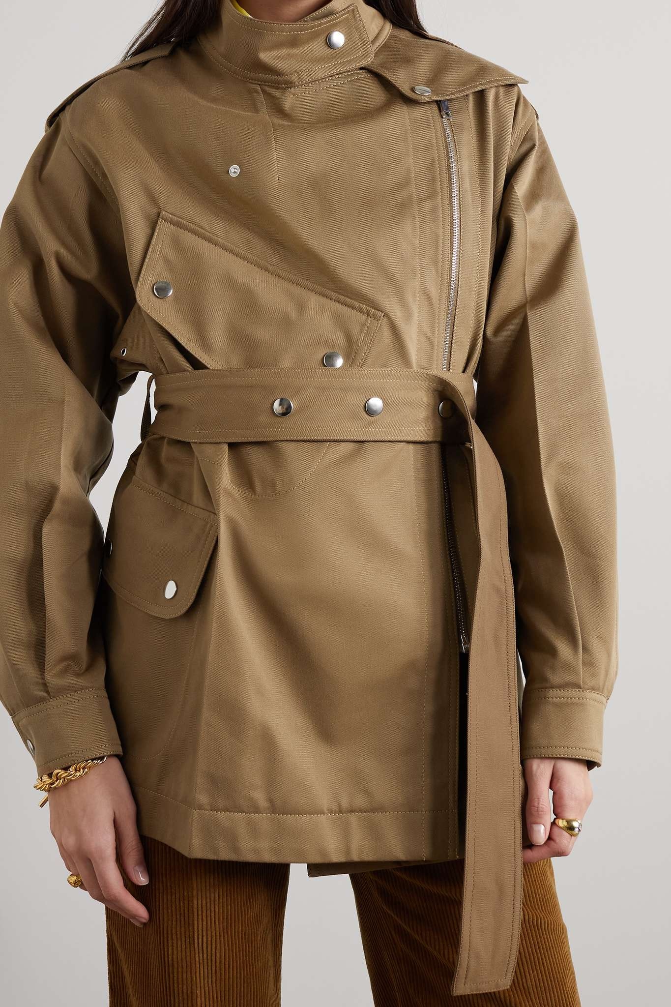 Belted cotton-blend twill trench coat - 3