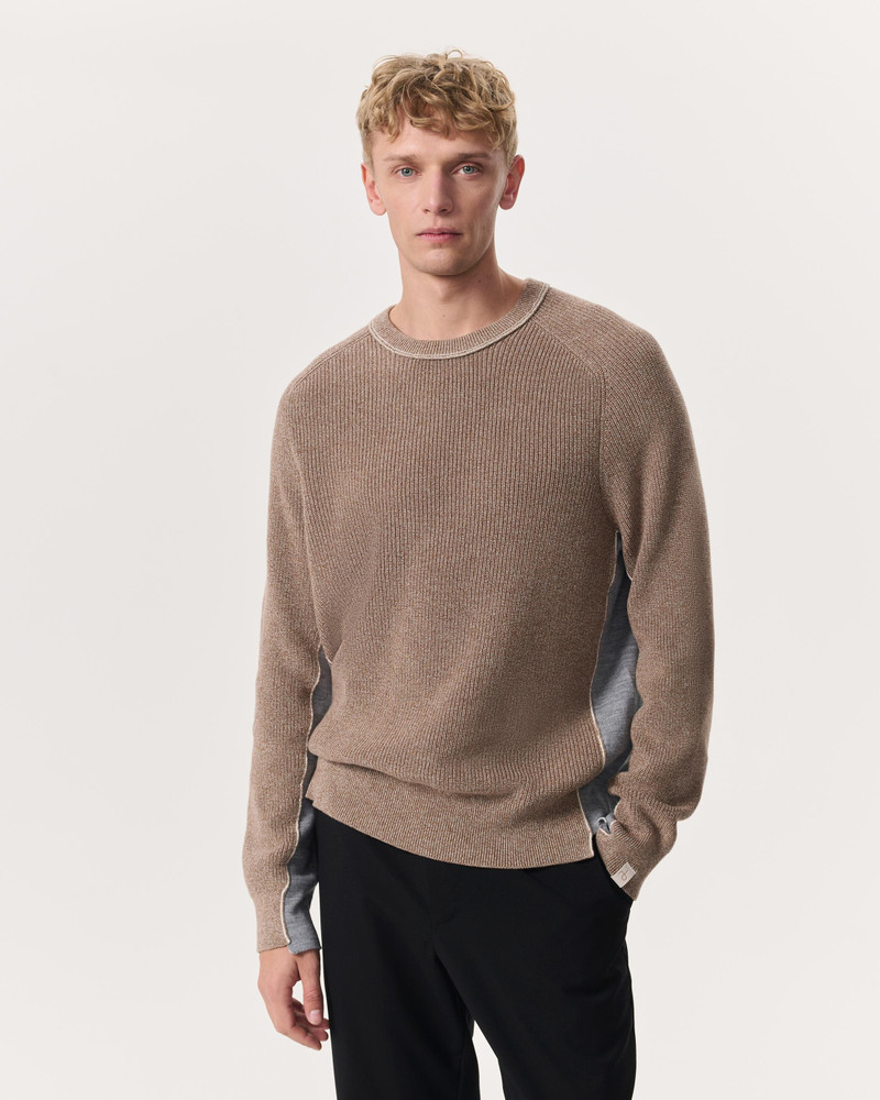 rag & bone Gabe Spliced Cotton-Blend Crewneck Sweater outlook